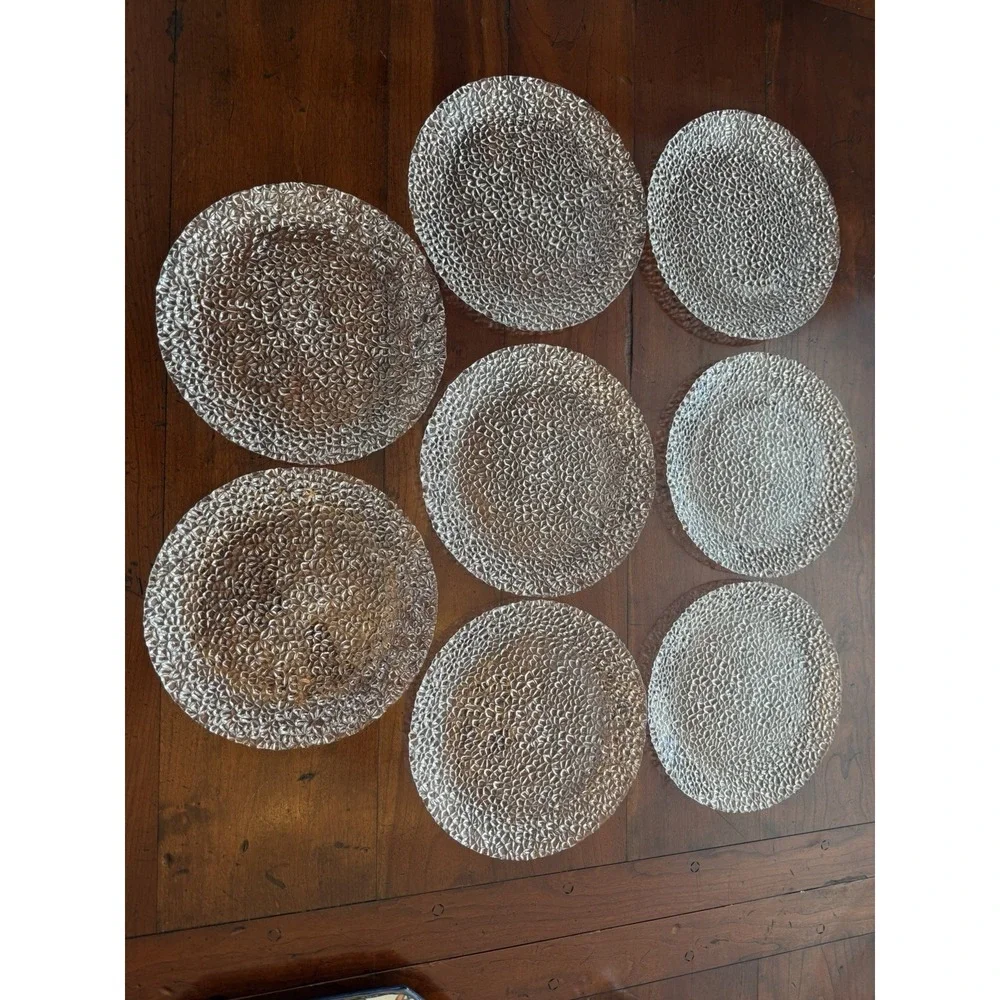 Vintage Vetropuro Clear Pebble Textured Glass Plates 8